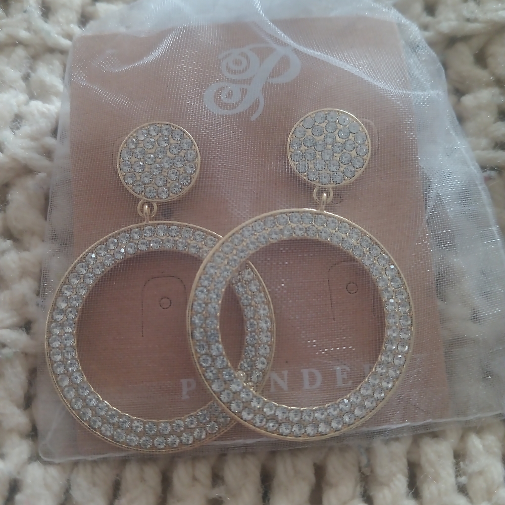 Elegant Gold and Silver Pave Hoop Earrings